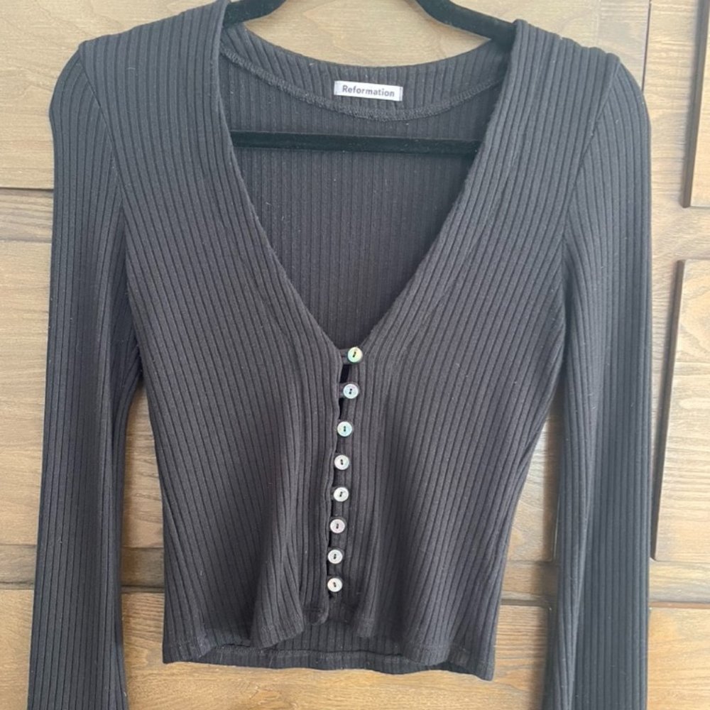 reformation gellar knit top black size S